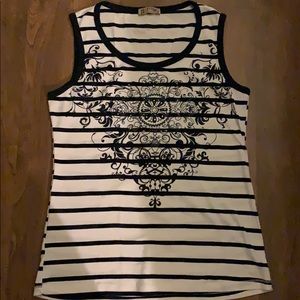 Blue and white tank top